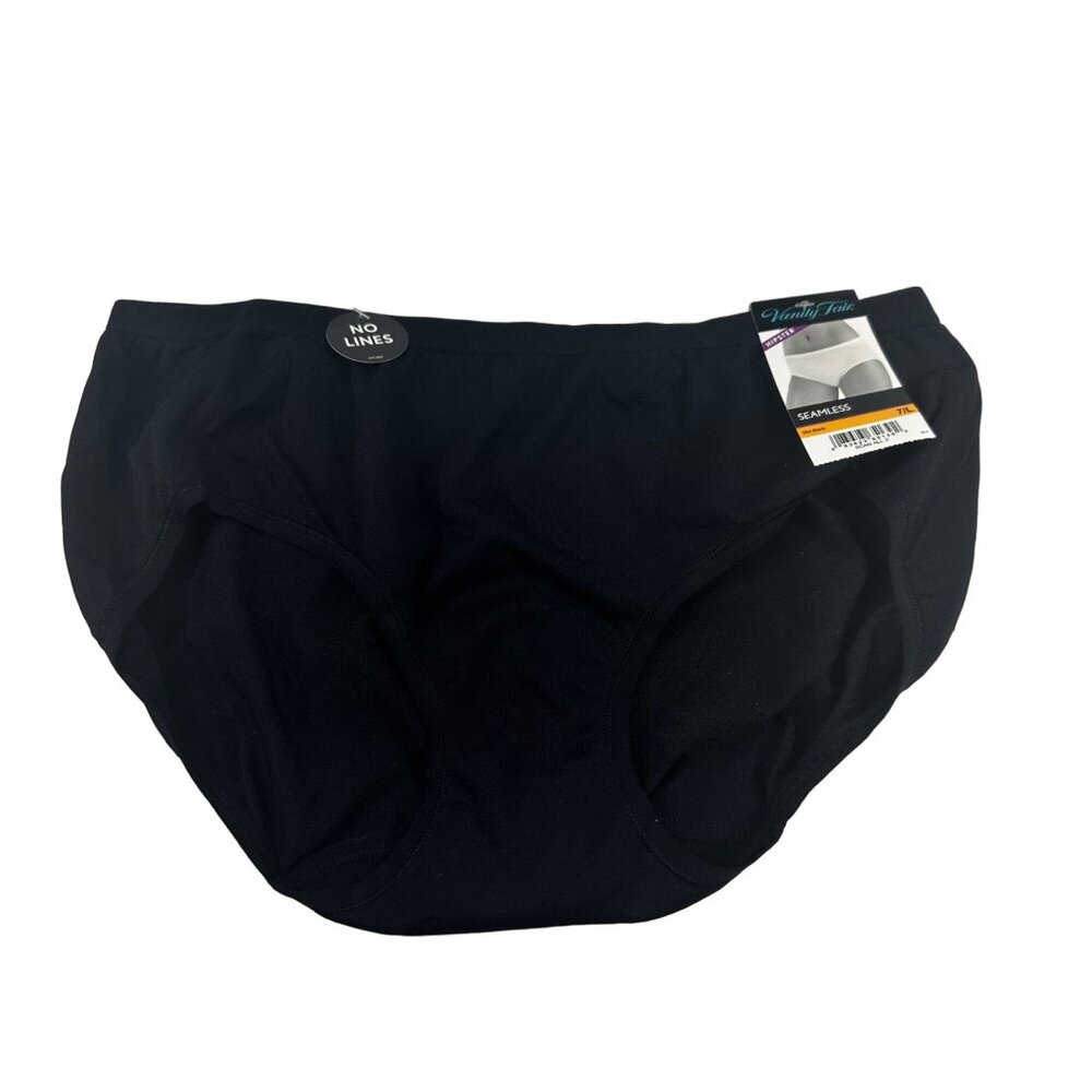 Vanity Fair Women's Size 7 Large Panty Hipster Seamless Black New With Tags
